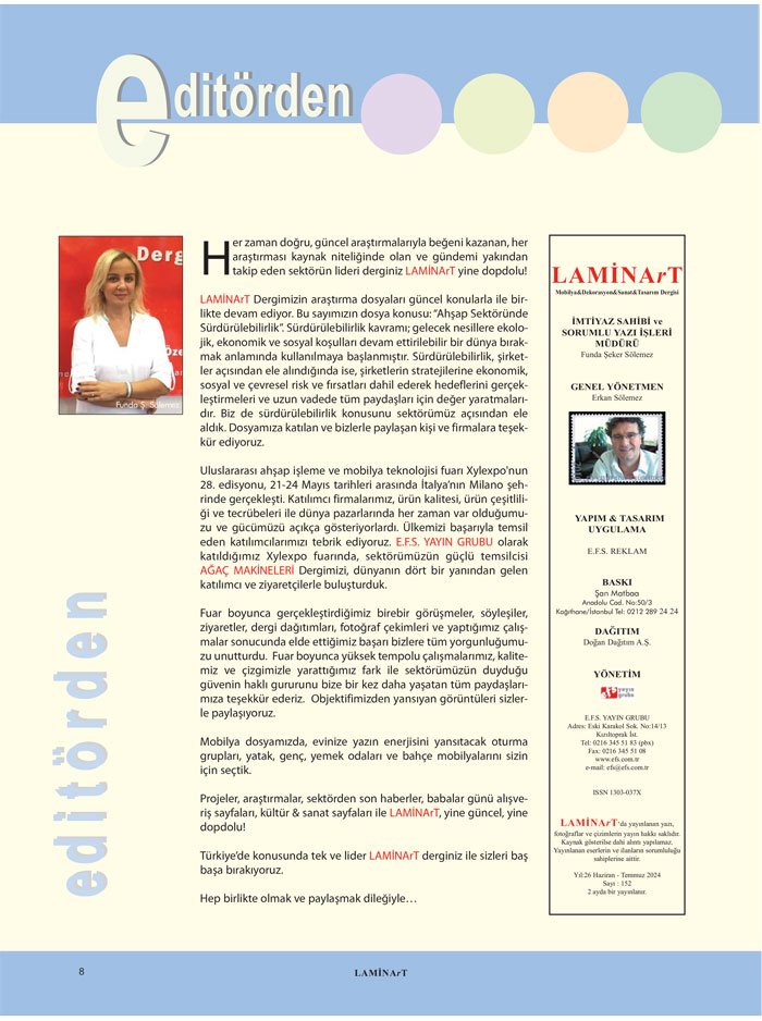 Laminart Dergisi Editör Funda Şeker Sölemez Sayı: 152