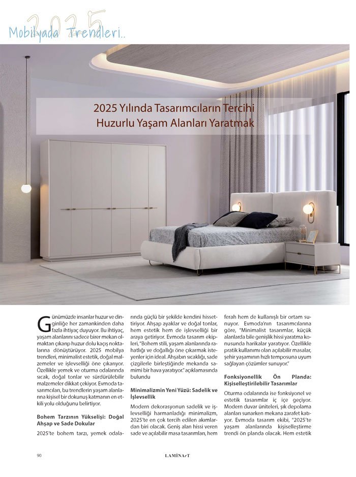 Laminart Dergisi-Dosya:  2025 Mobilya Trendleri-Evmoda