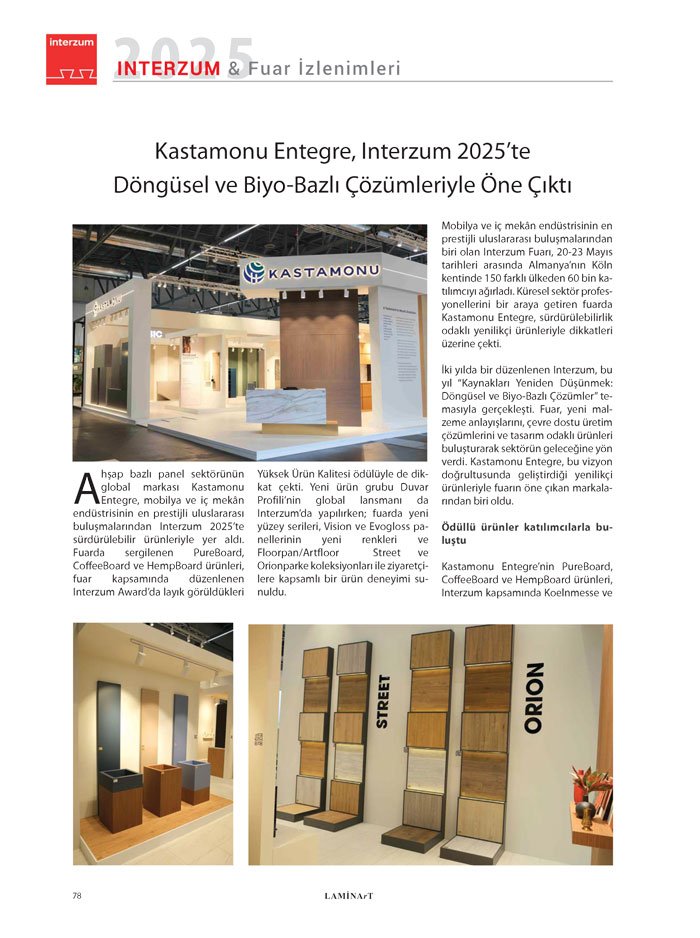 Laminart Dergisi-Dosya:  İnterzum 2025 Fuar Değerlendirmeleri-Kastamonu Entegre