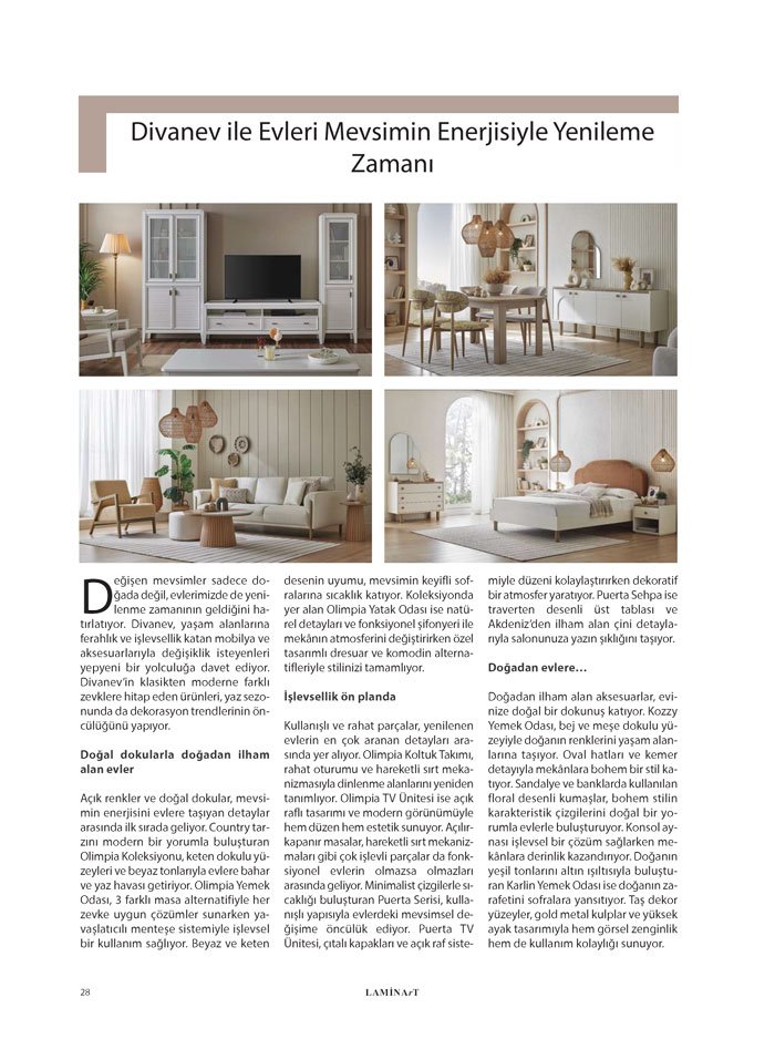 Laminart dergisi Firma haber Divanev