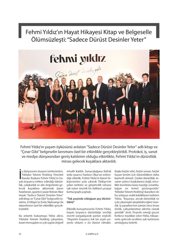 Laminart dergisi Firma Haber Yıldız Entegre